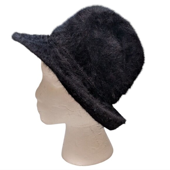 Kangol angora blend bucket hat Elegant Black Fur luxury England stylish Retro - Picture 2 of 9